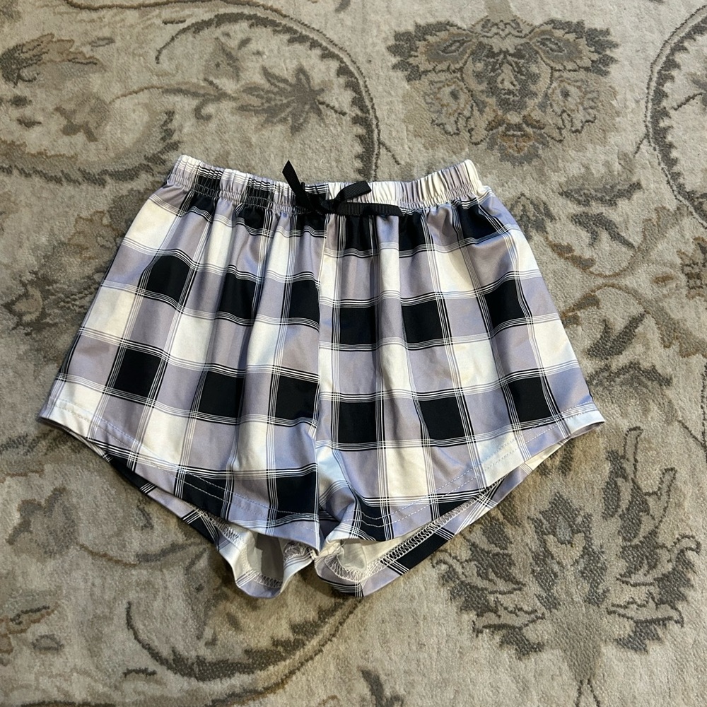 Plaid Lounge Shorts and smiley face orange and cream PJ shorts